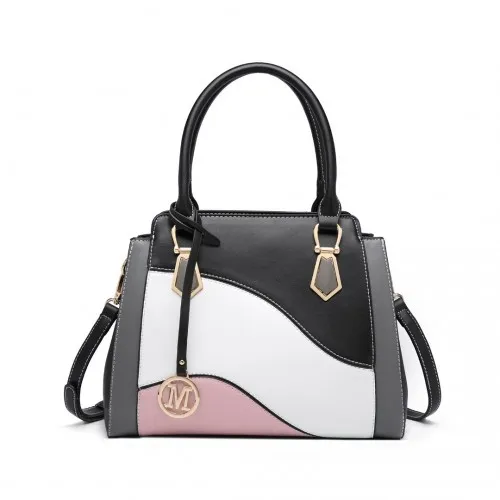 Miss Lulu Pretty Colour Combination Leather Handbag Tote Bag - Black | Elegant, Versatile PU Leather Handbag