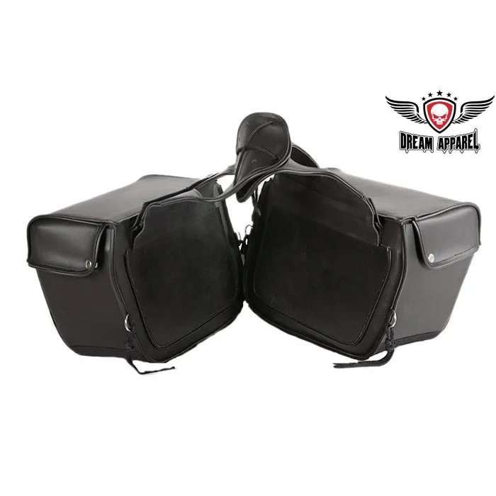 Motorcycle Saddlebag With 4 Tie Down Ribbons