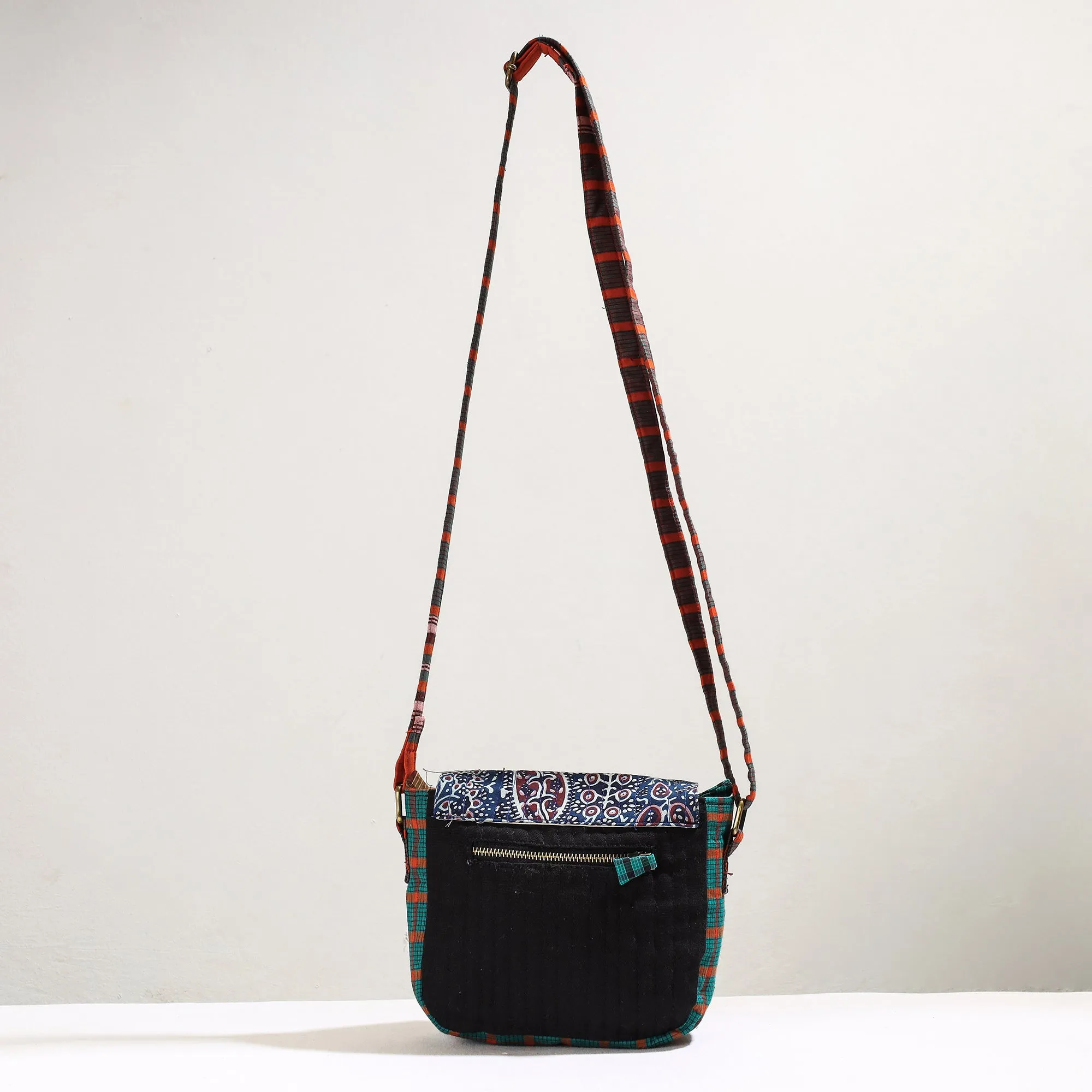 Multicolor - Handmade Gamcha Fabric Kantha Work Canvas Cotton Sling Bag