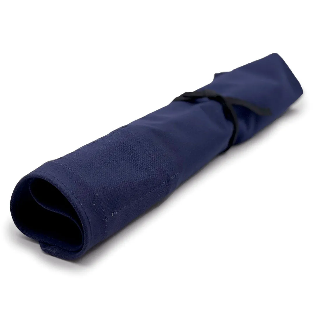 Navy Canvas 6 Slots Knife Roll Bag