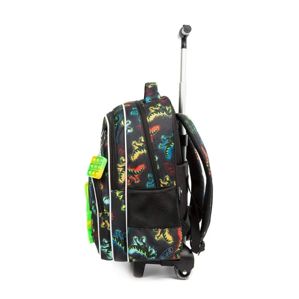 (NET) Dinosaur Rolling Backpack With Lunch Box Kids Backpack With Wheels Set Of 3 Pcs