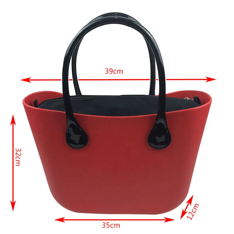 New O lady handbag Candy women's bags Nice silicone O rubber bagoutside EVA bag Rubber bags DIY without logo