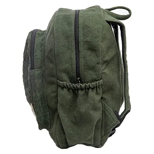 Organic Hemp Backpack Bag - Eco Friendly Durable Rustic Travel Hiking Friendly Lightweight Causal Bag by Freakmandu - Green