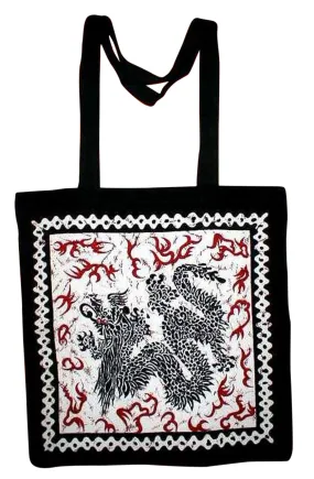 Oriental DragonTote Bag School Shopping 16 x 17 White