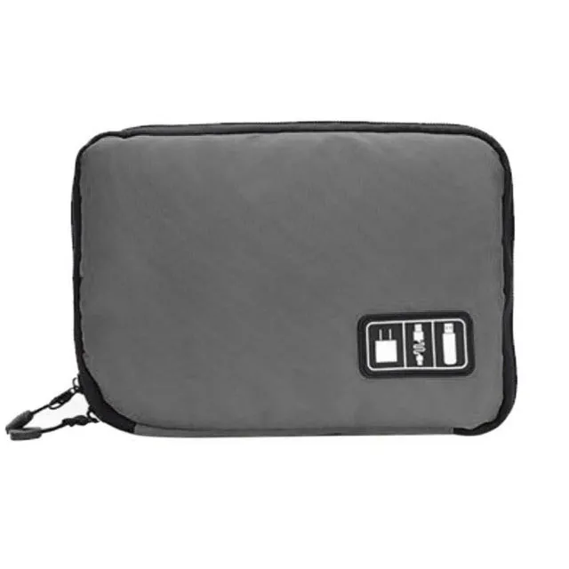 Outdoor Activities Travel Data Cable Bags Backpack SD Card Charger Zipper Bag(Gray)