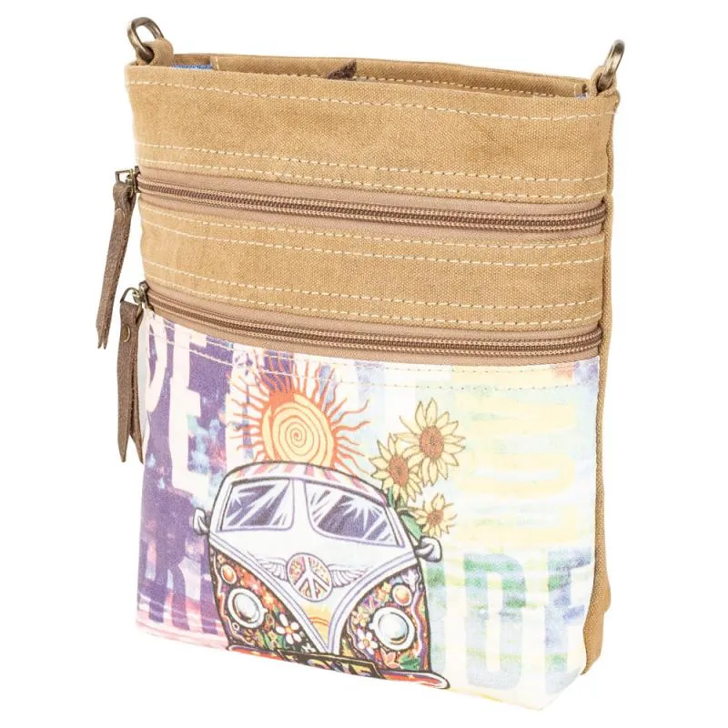 Peace Love VW Bus Two Zipper Crossbody