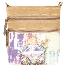 Peace Love VW Bus Two Zipper Crossbody