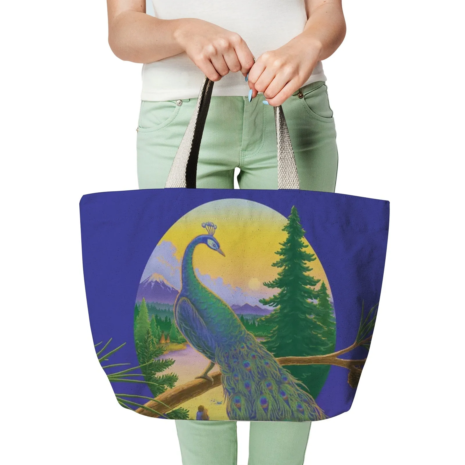 Peacock Tree Heavy Natural Canvas Bag by Mark Henson