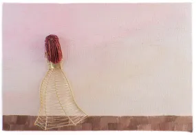 Personalised Mini Wireart Girl: Champagne Dress, Sunset