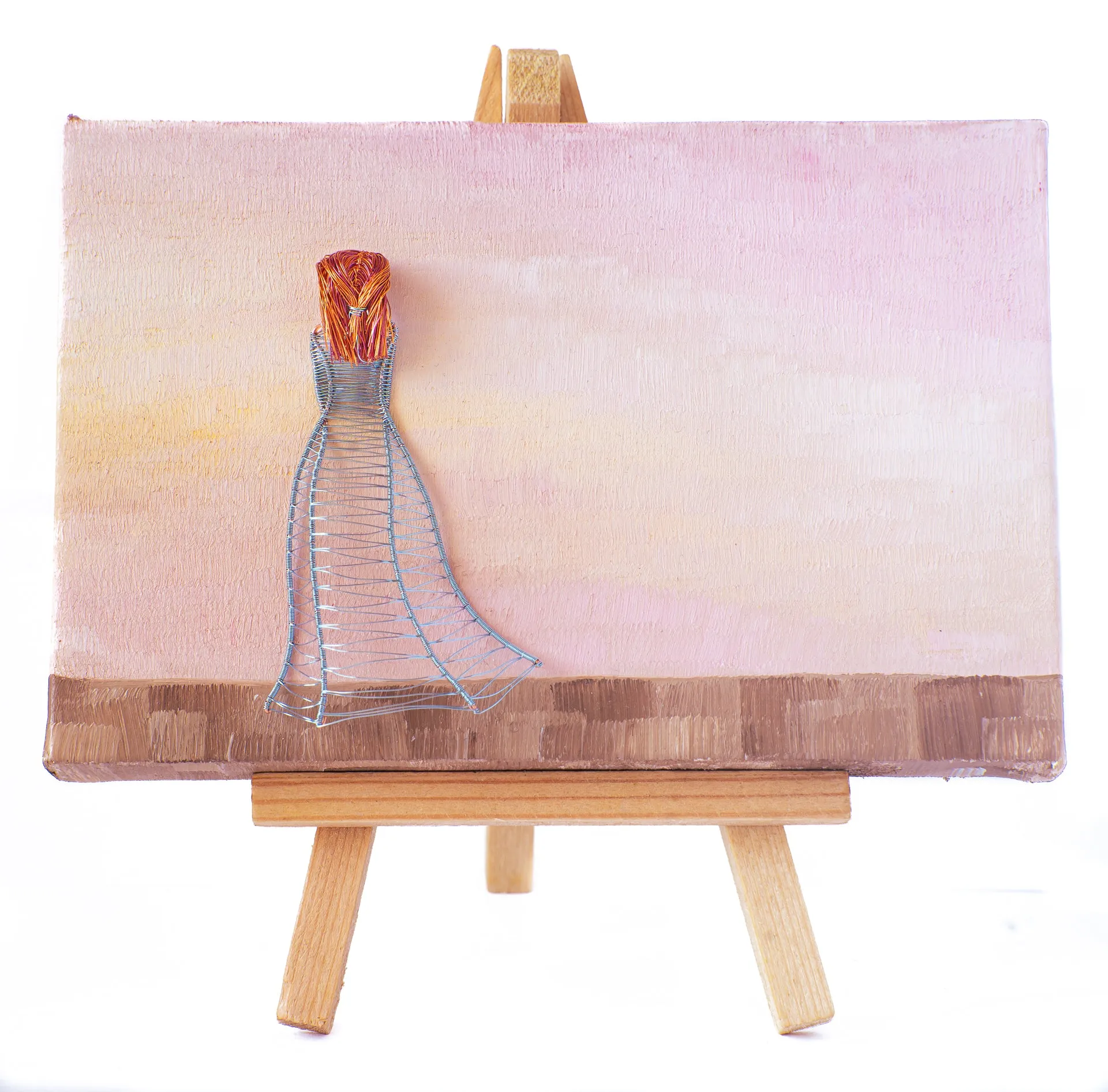 Personalised Mini Wireart Girl: Light Blue Dress, Sunset