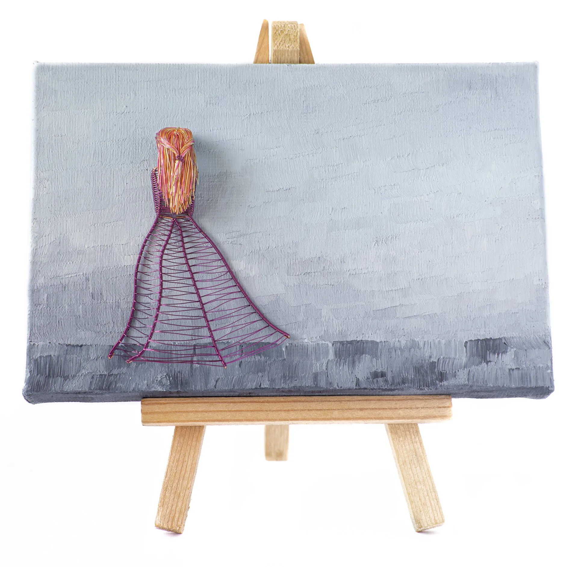 Personalised Mini Wireart Girl: Purple Dress, Summer