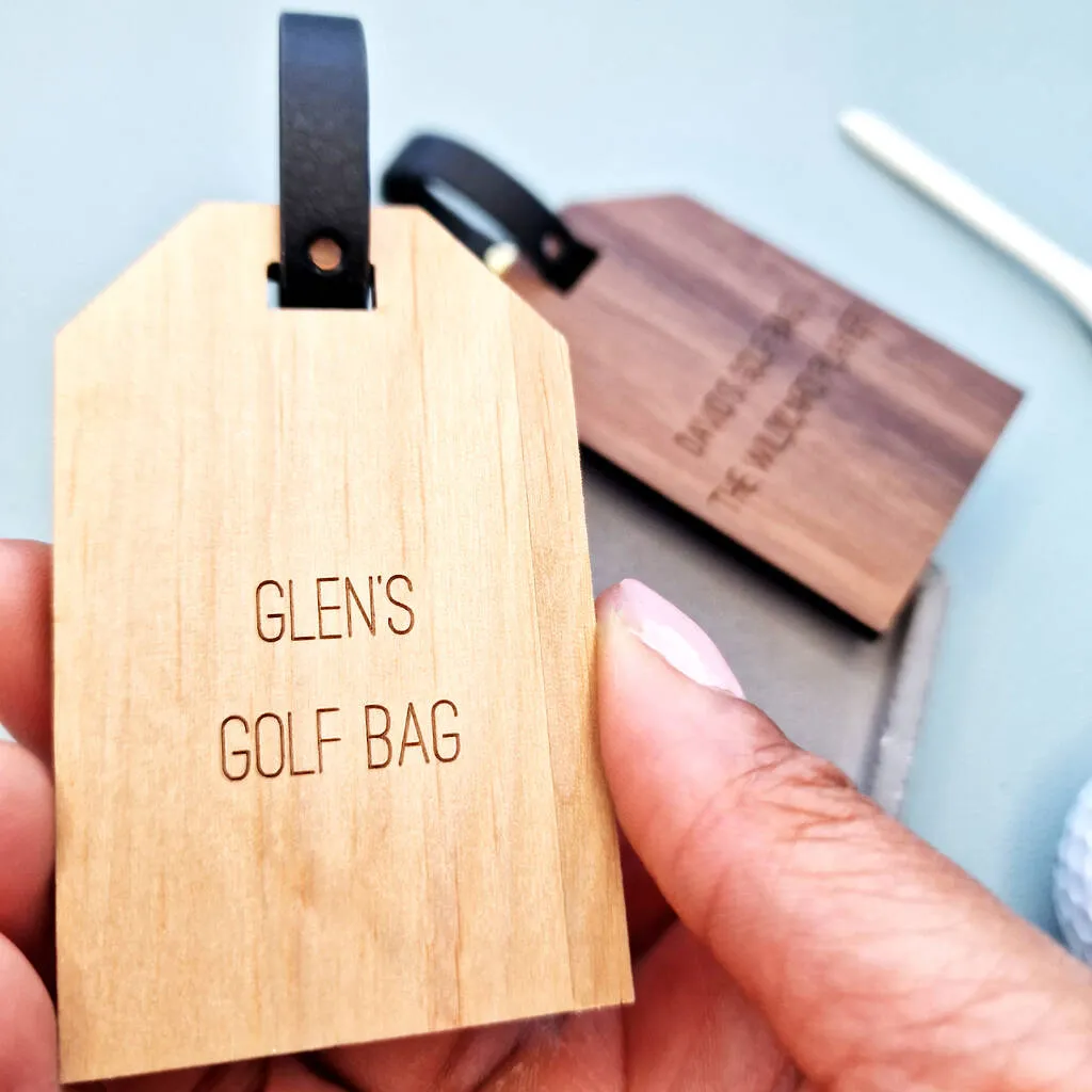 Personalised Wooden Golf Ball Bag Tag, Golfing Gift