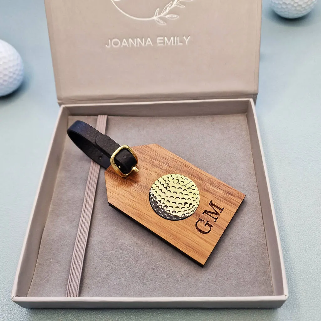 Personalised Wooden Golf Ball Bag Tag, Golfing Gift