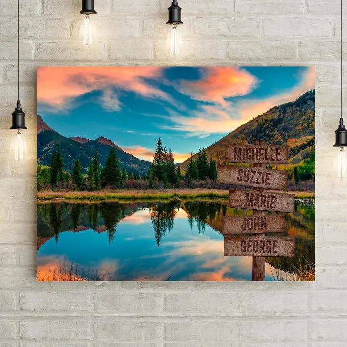 Personalized Sunset Reflection Lake Premium Canvas