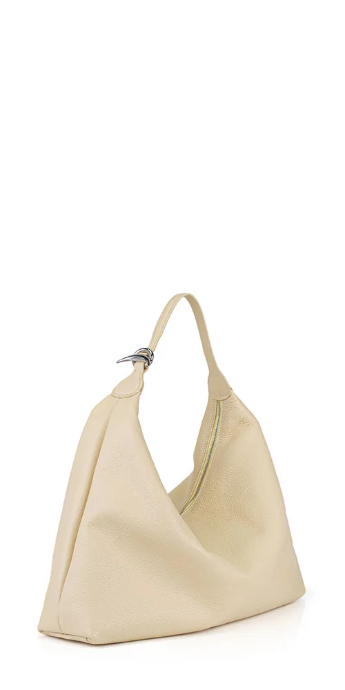 Pillow Shoulder Bag Almond Leather