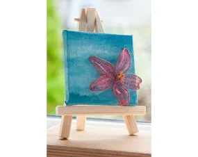 Pink Lily on Blue Mini Easel