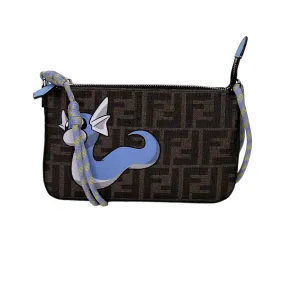 Pokemon Pochette Brown Shoulder Bag in Coated Canvas, Silver hardware