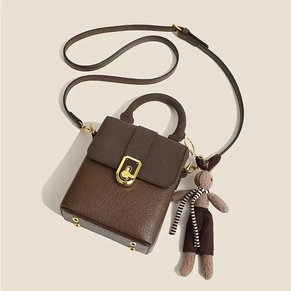 portable shoulder bag PU Leather Saddle Bag Handbag Square Crossbody Bag Portable Shoulder Bag