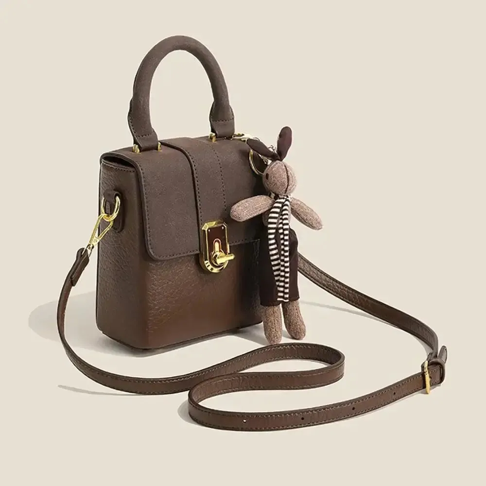 portable shoulder bag PU Leather Saddle Bag Handbag Square Crossbody Bag Portable Shoulder Bag