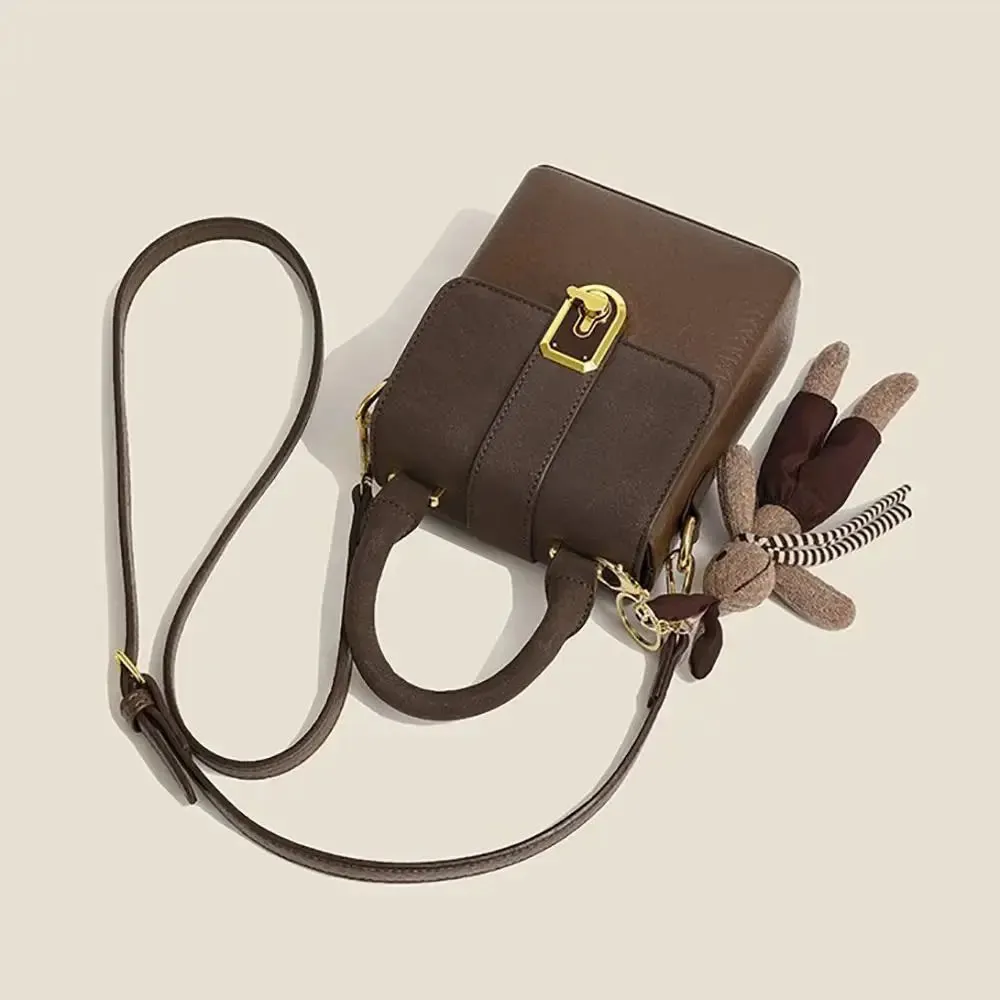 portable shoulder bag PU Leather Saddle Bag Handbag Square Crossbody Bag Portable Shoulder Bag