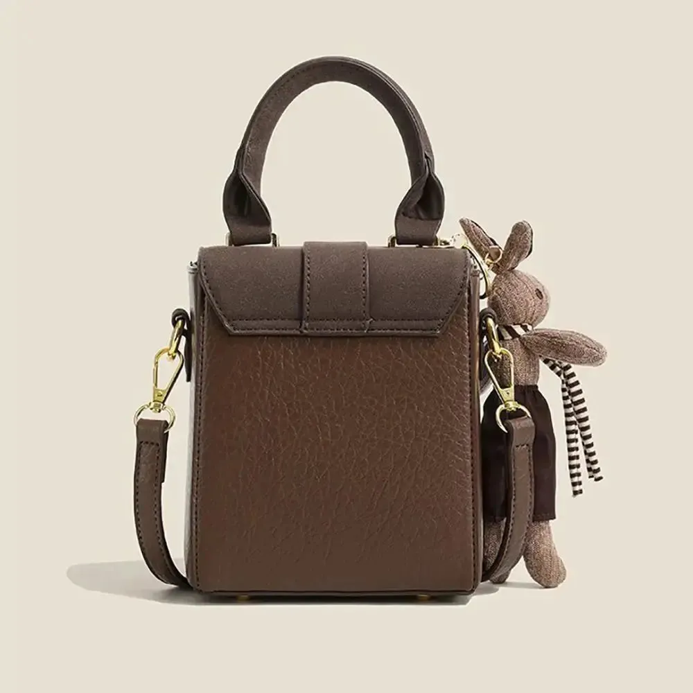 portable shoulder bag PU Leather Saddle Bag Handbag Square Crossbody Bag Portable Shoulder Bag