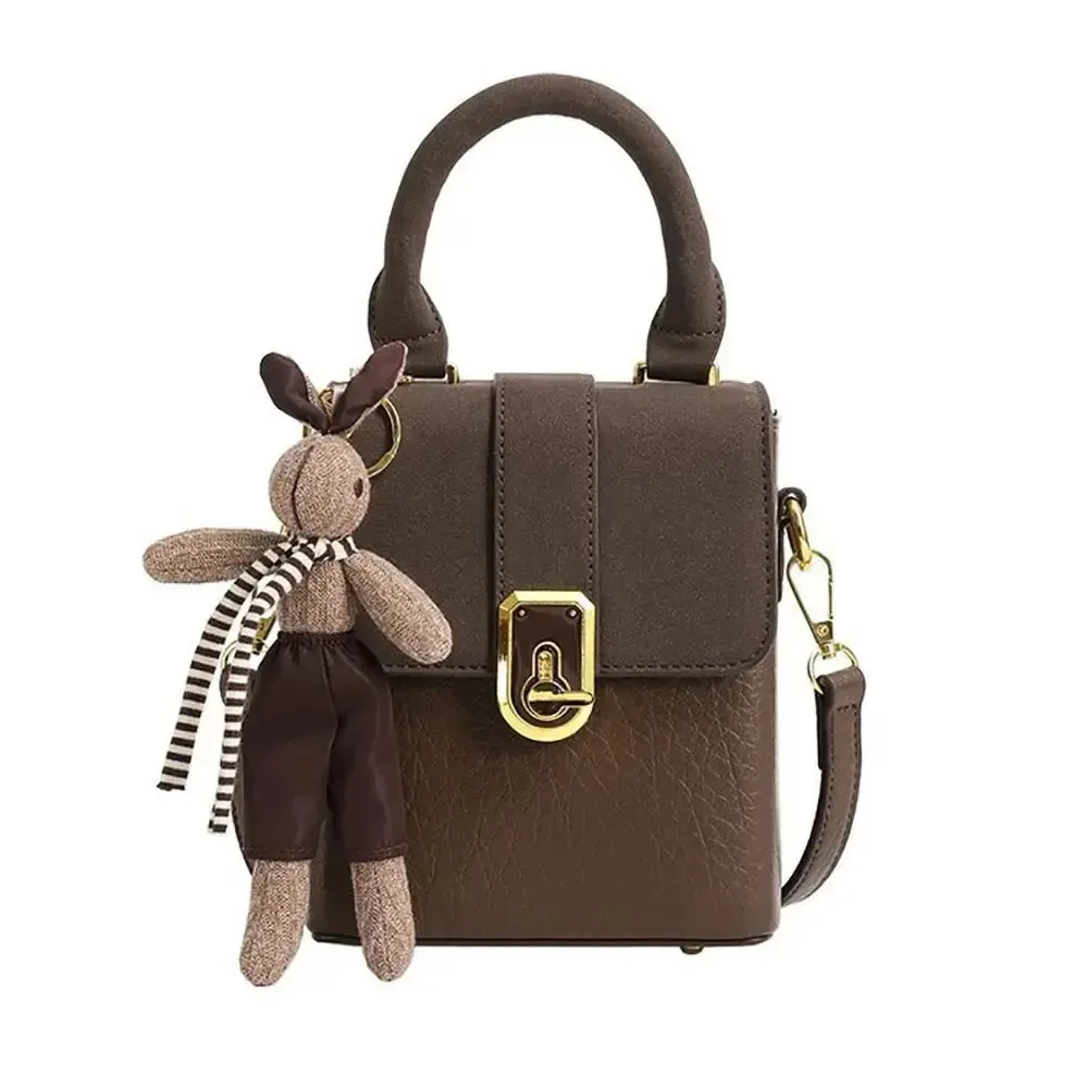 portable shoulder bag PU Leather Saddle Bag Handbag Square Crossbody Bag Portable Shoulder Bag