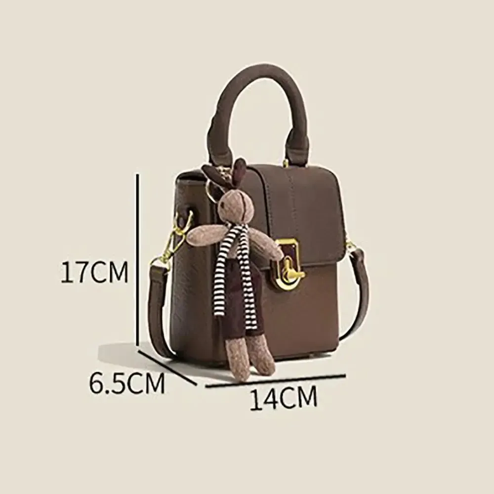 portable shoulder bag PU Leather Saddle Bag Handbag Square Crossbody Bag Portable Shoulder Bag