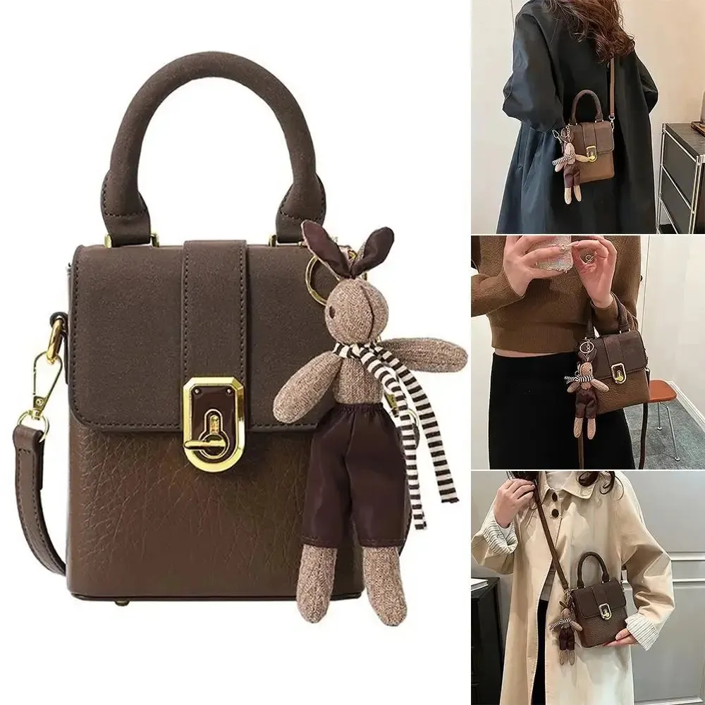 portable shoulder bag PU Leather Saddle Bag Handbag Square Crossbody Bag Portable Shoulder Bag