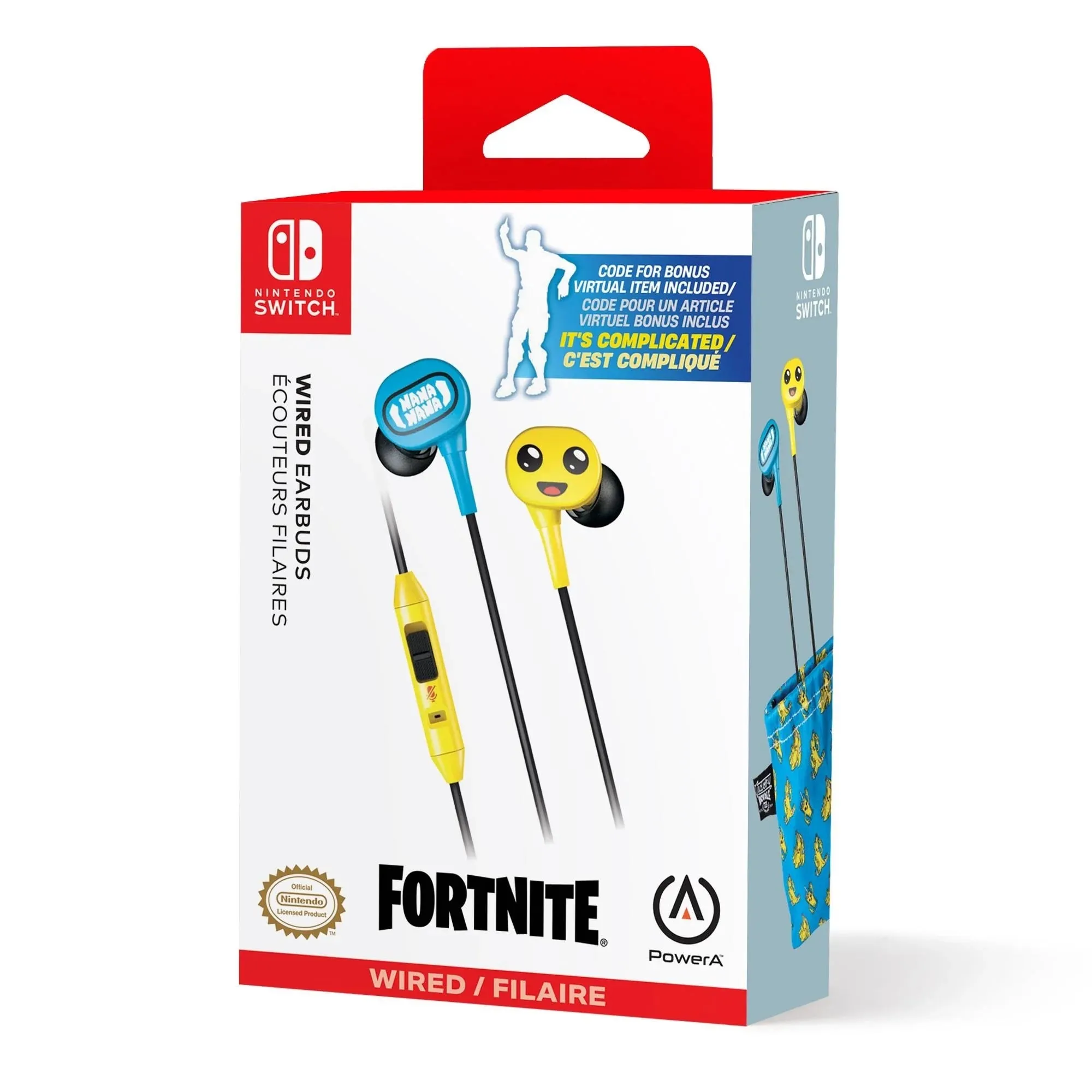 PowerA Wired Earbuds for Nintendo Switch Peely Fortnite 3.5mm with Bag