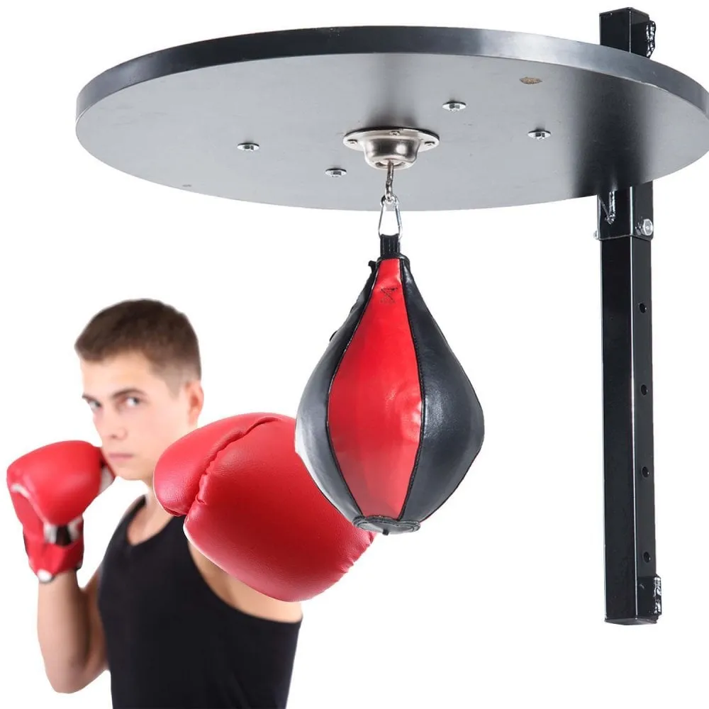 Punching Boxing Workout Speedball Platform Punch Bag Frame Swivel Bracket MMA Exercise Training Workout W/Ball-Red/Black