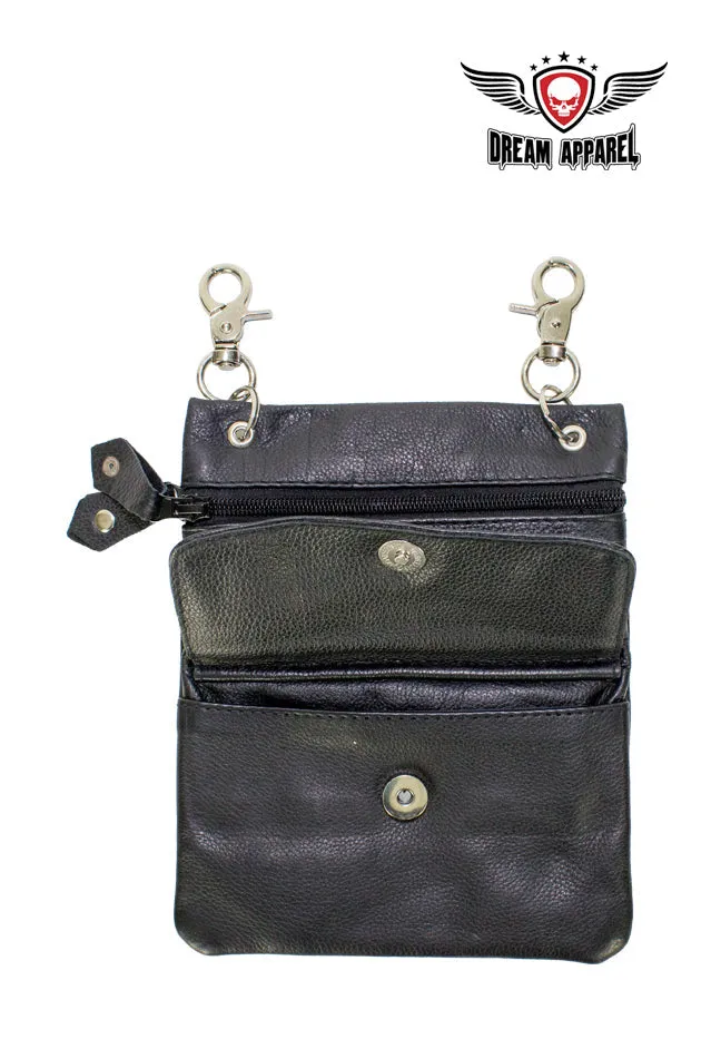 Pure Black Naked Cowhide Leather Belt Bag