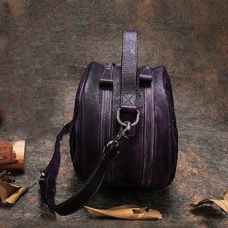 Purple Leather Circle Bag Crossbody Bags Handbags Purses for Women