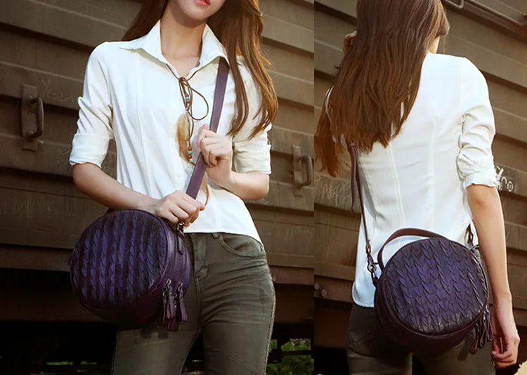 Purple Leather Circle Bag Crossbody Bags Handbags Purses for Women