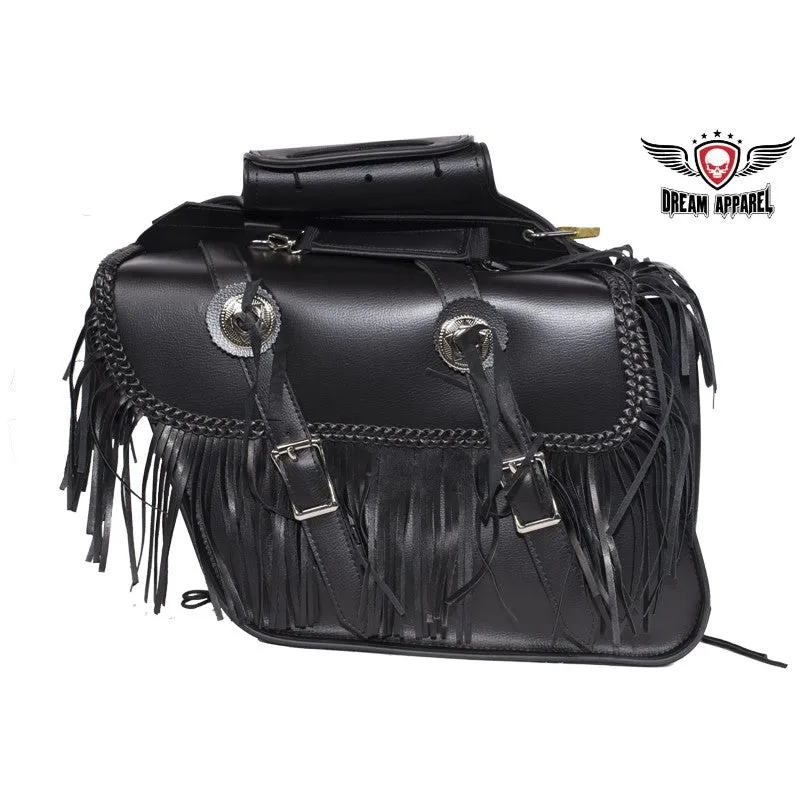 PVC Motorcycle Saddlebag With Tassles