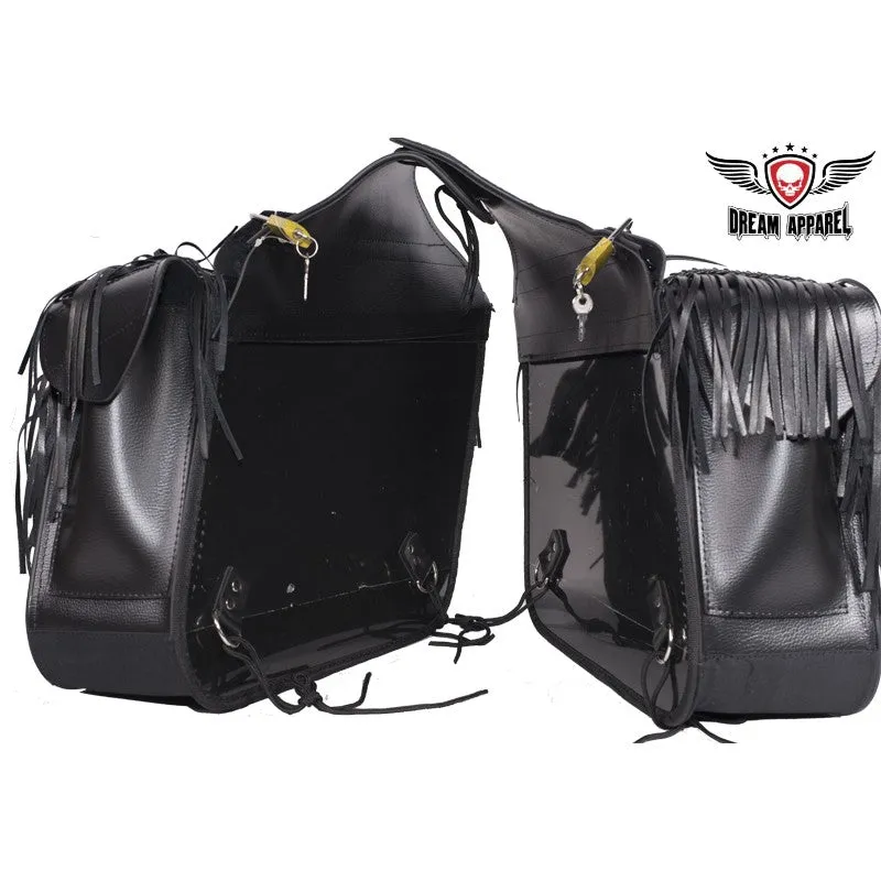 PVC Motorcycle Saddlebag With Tassles