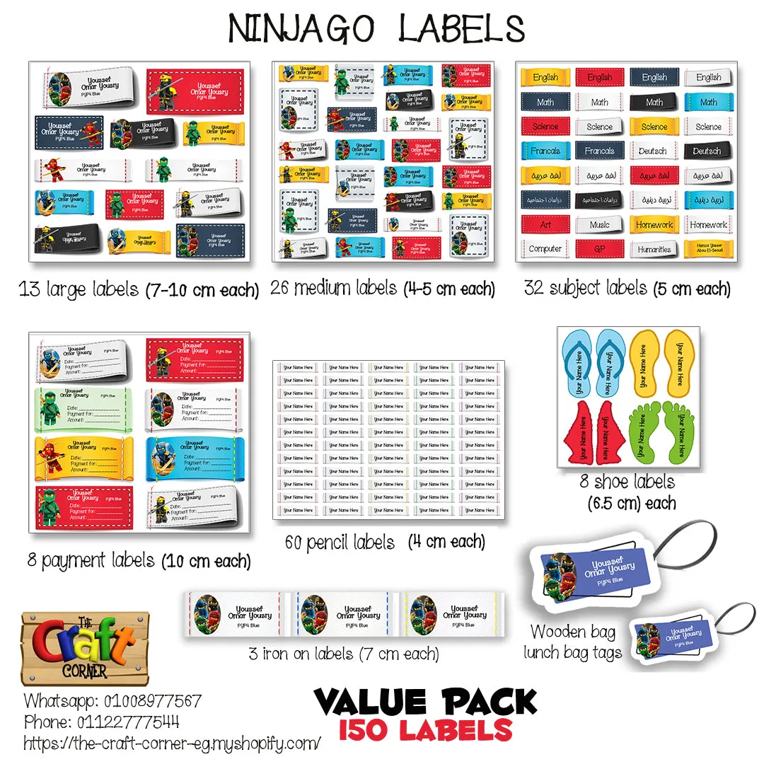 ""Ninjago" School labels packs