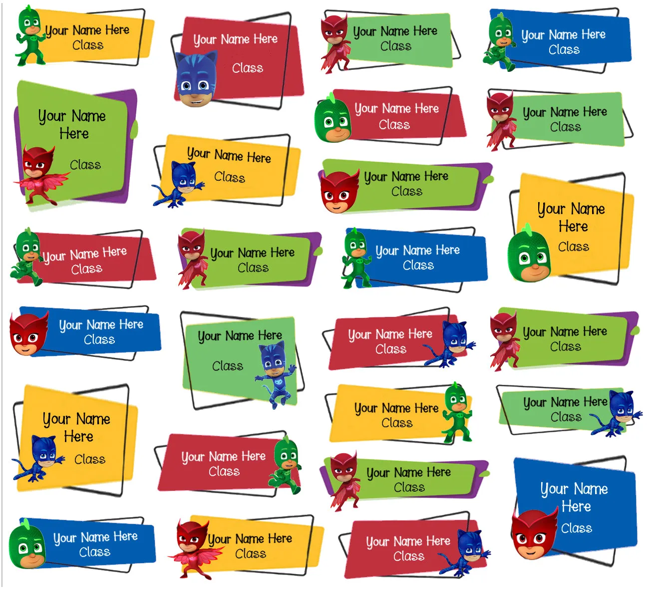 ""PJ masks" School labels packs