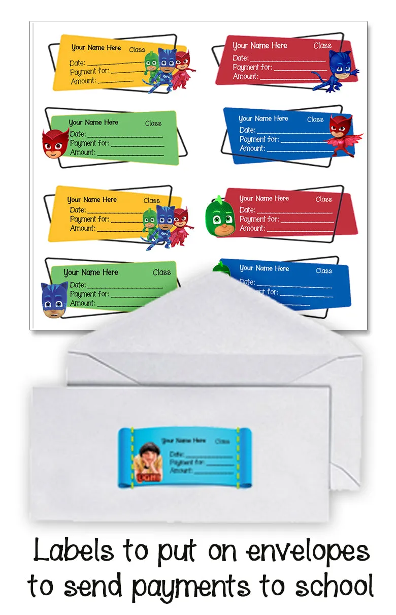 ""PJ masks" School labels packs