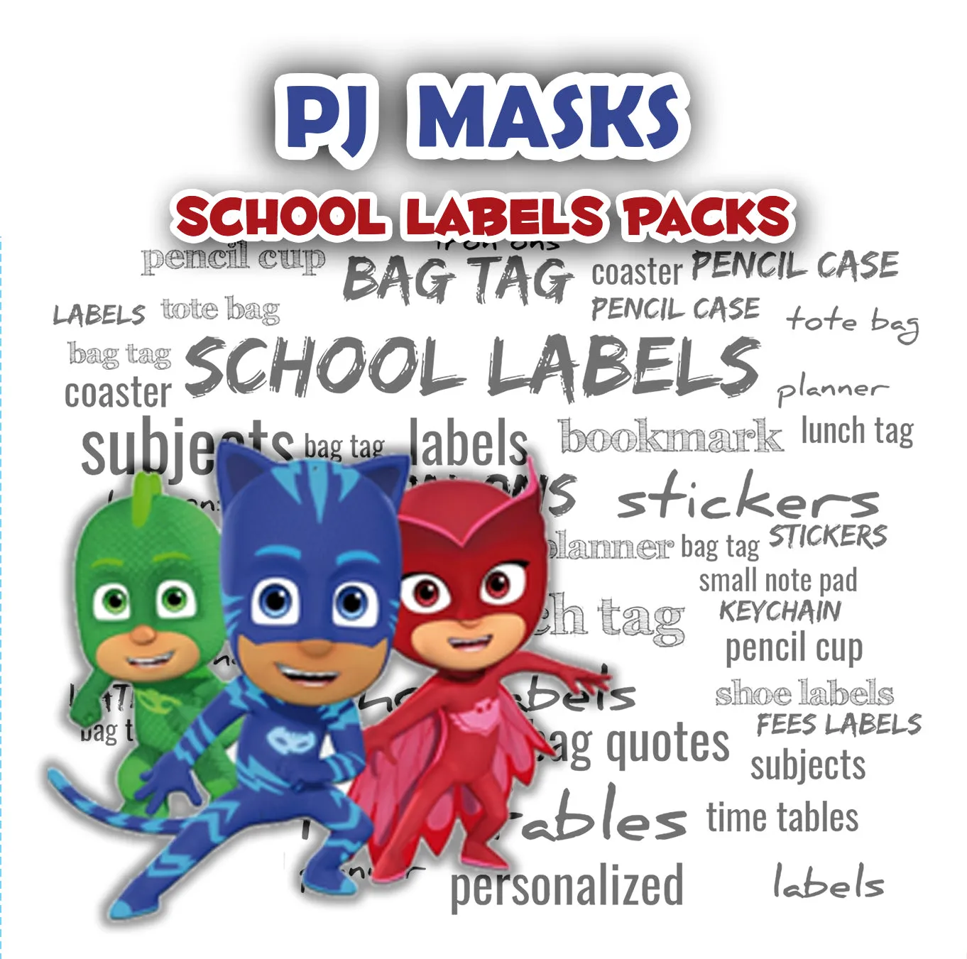 ""PJ masks" School labels packs