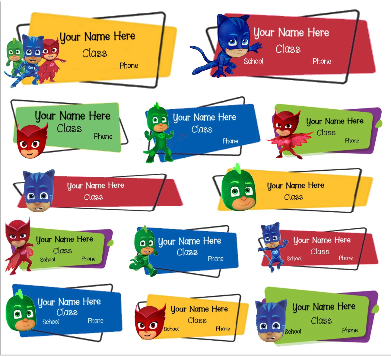 ""PJ masks" School labels packs