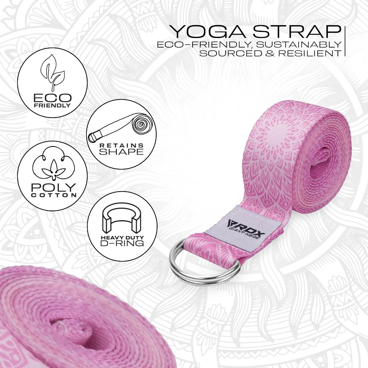 RDX F13 D-Ring Steel Buckle Cotton Yoga Strap