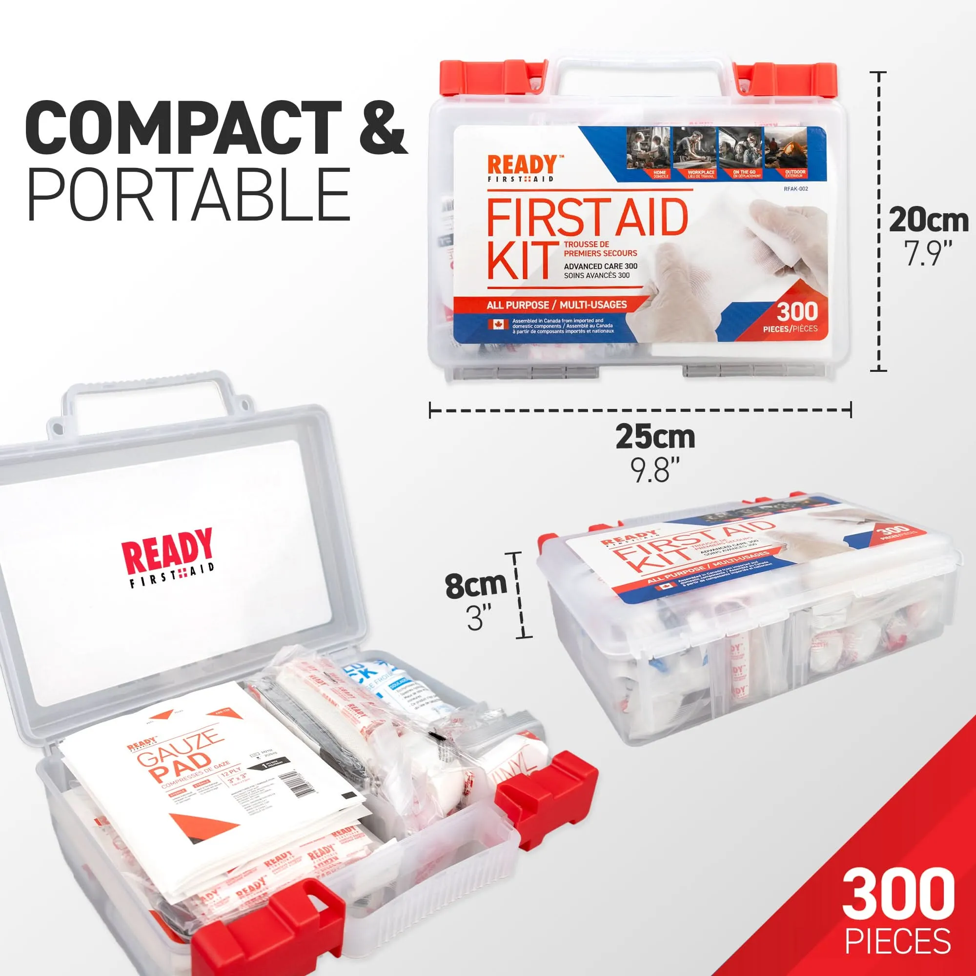 Ready First Aid - 300 Piece All Purpose First Aid Kit with Clear Box