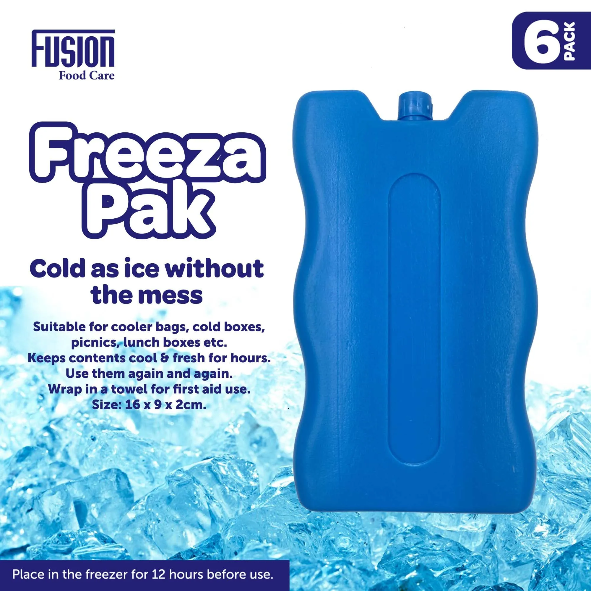 Reusable Freezer Cooler Ice Blocks - 6 Pack 16x9x2 cm