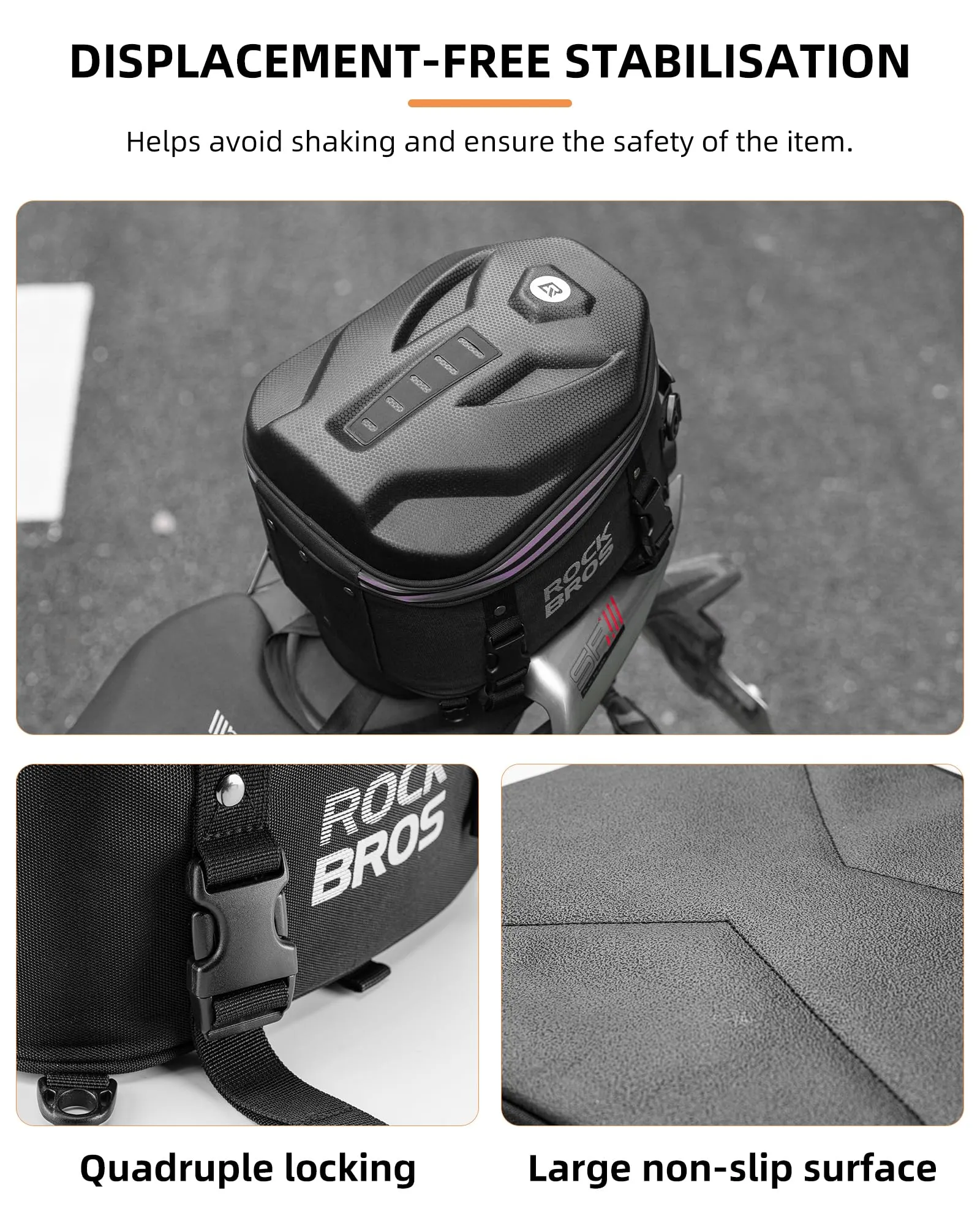 ROCKBROS Waterproof Tail Motorcycle Tail Rear Seat Bag 12.5L Storage Backpacks  Hard Shell