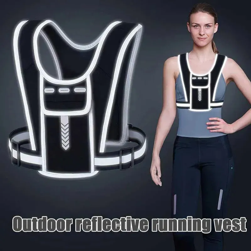 Running Backpack Reflective Vest Package Multifunctional Sports Phone Chest Pack Lightweight for Outdoor Sports Cycling Climbing