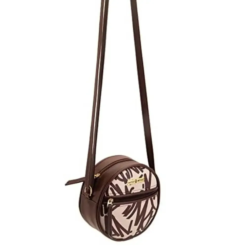 SACCI MUCCI Round Sling Crossbody Bag for girls and women (Brown)