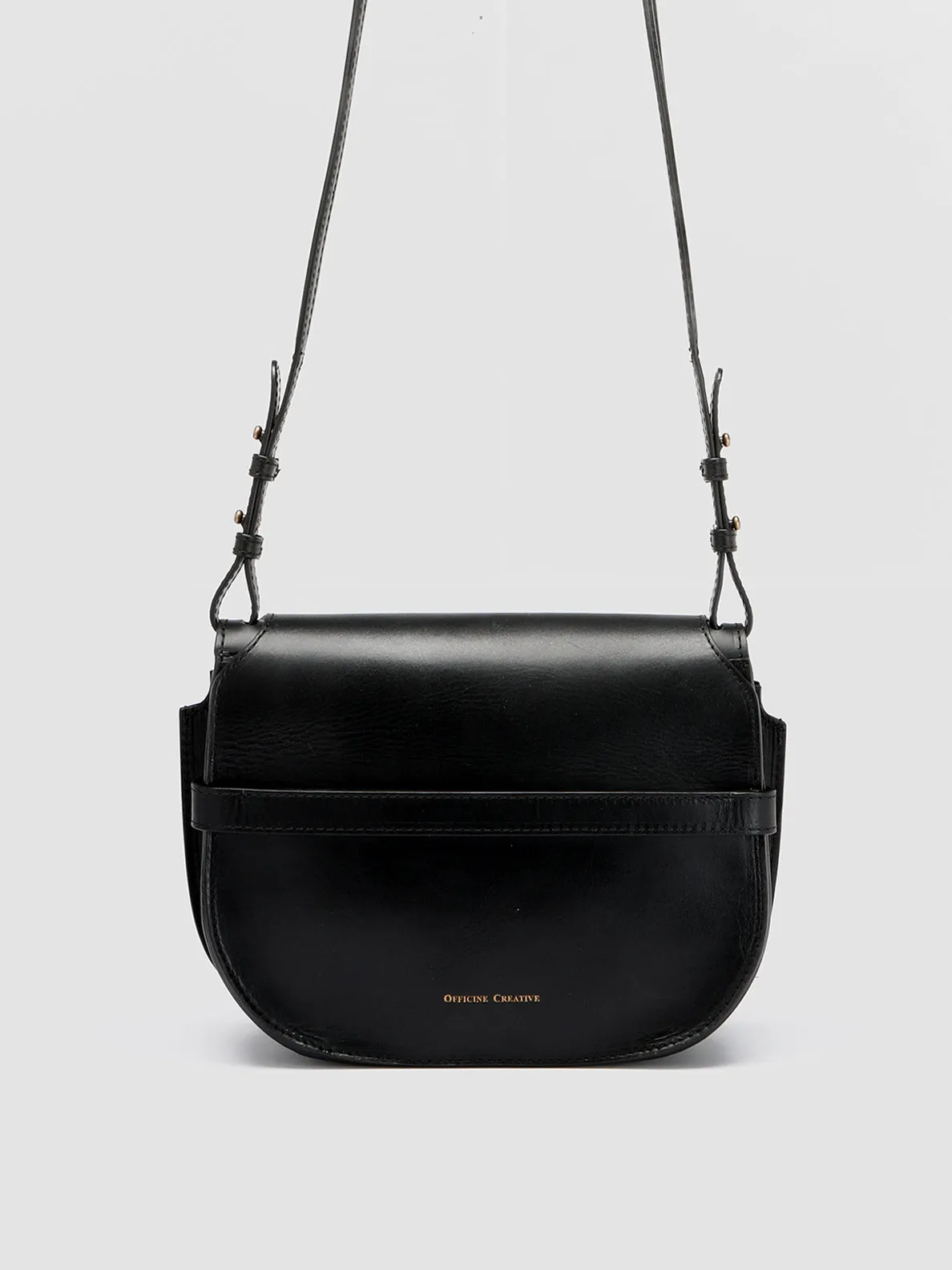 SADDLE 011 - Black Leather Crossbody Bag