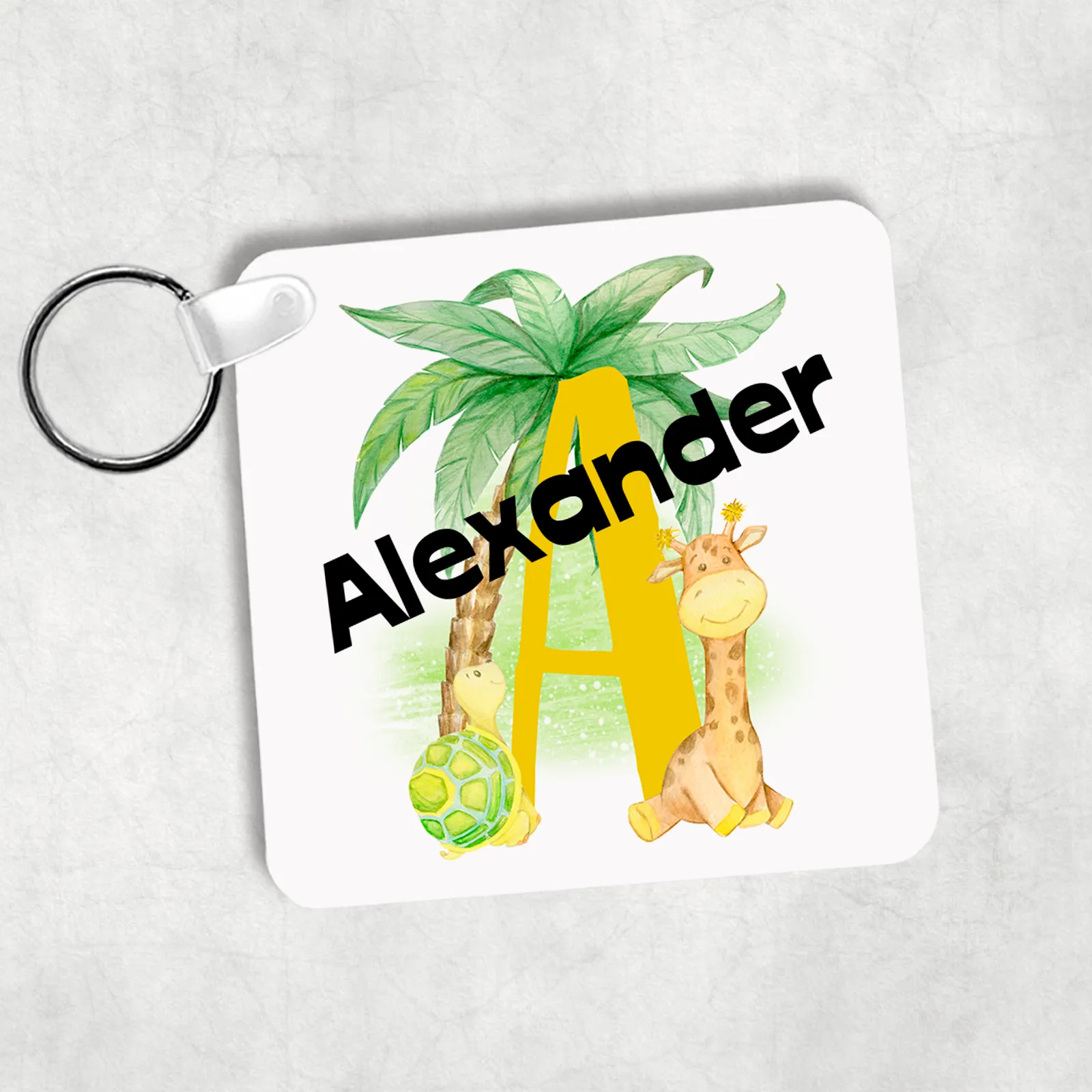 Safari Jungle Alphabet Personalised Keyring Bag Tag