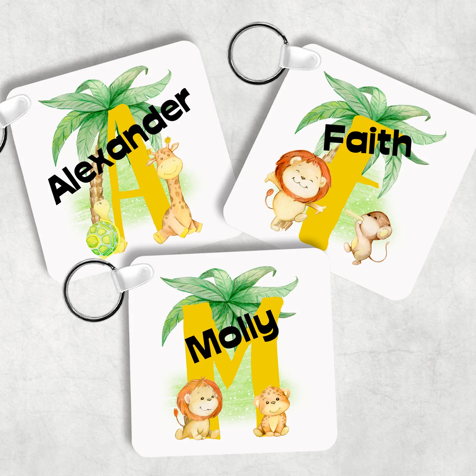 Safari Jungle Alphabet Personalised Keyring Bag Tag