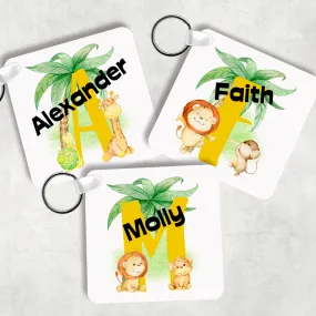 Safari Jungle Alphabet Personalised Keyring Bag Tag